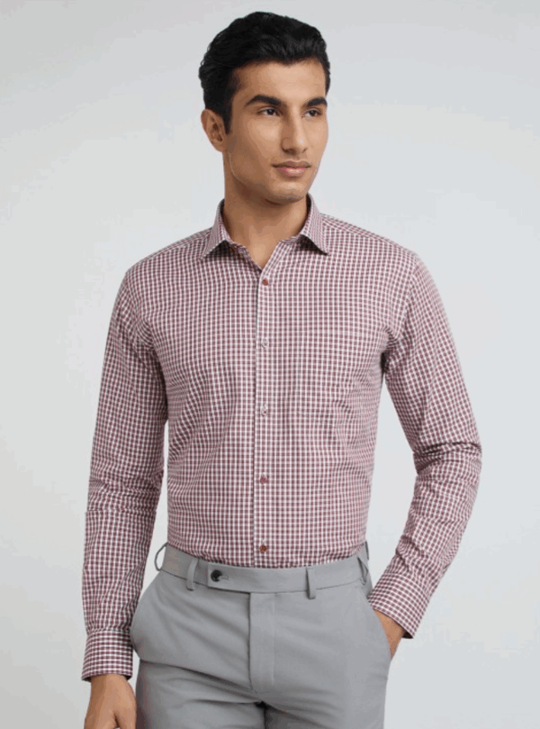 Men Pure Cotton Slim Fit Opaque Checked Formal Shirt
